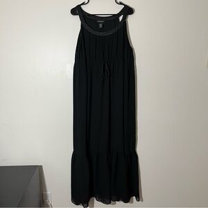 Lane Bryant Empire-Waist Black Maxi Dress Size 16 Gothic Emo Stevie Nicks